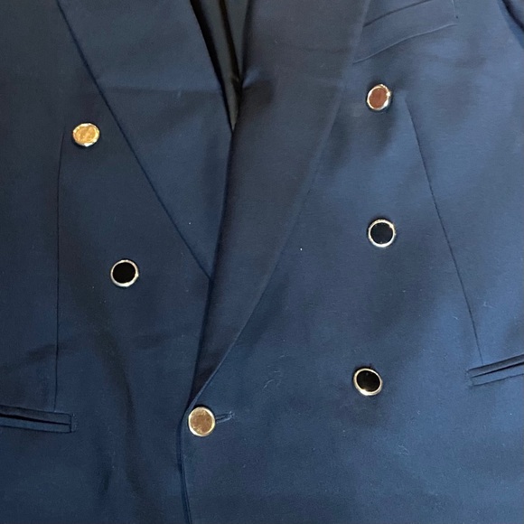 Men Double Breasted Suit Blazer Size 42R or EU 52R - Picture 2 of 5